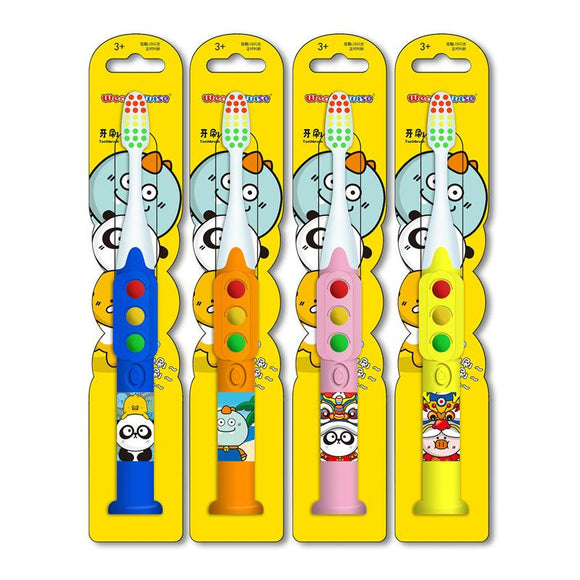 Children's toothbrush three-color signal light luminous toothbrush single pack 4-10 years old soft creative toothbrush